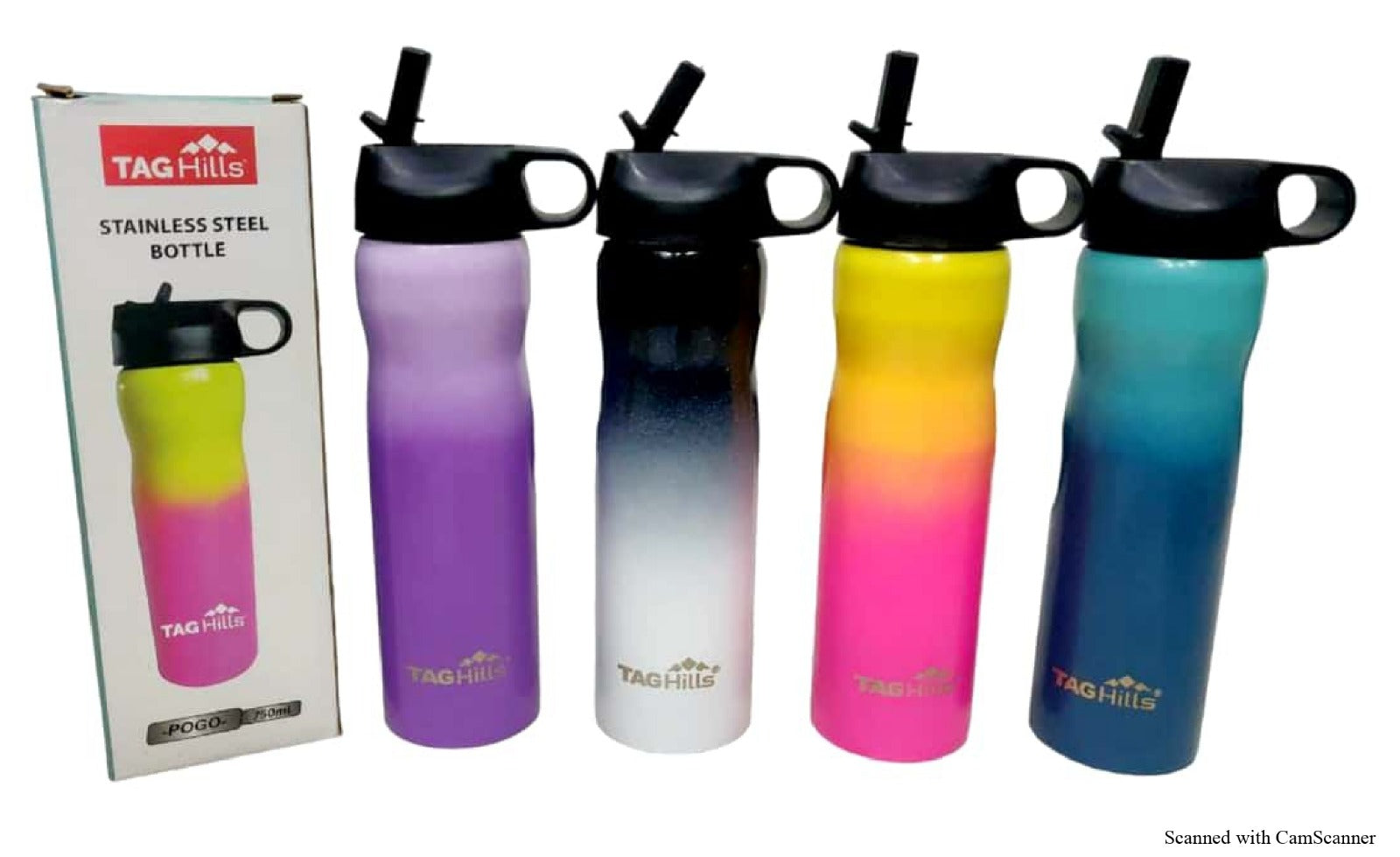 TAG Hills POGO Water Bottle with finger handle cap,Dual tone colour Set of 3 Each 750ml-Home & Kitchen Appliances-dealsplant