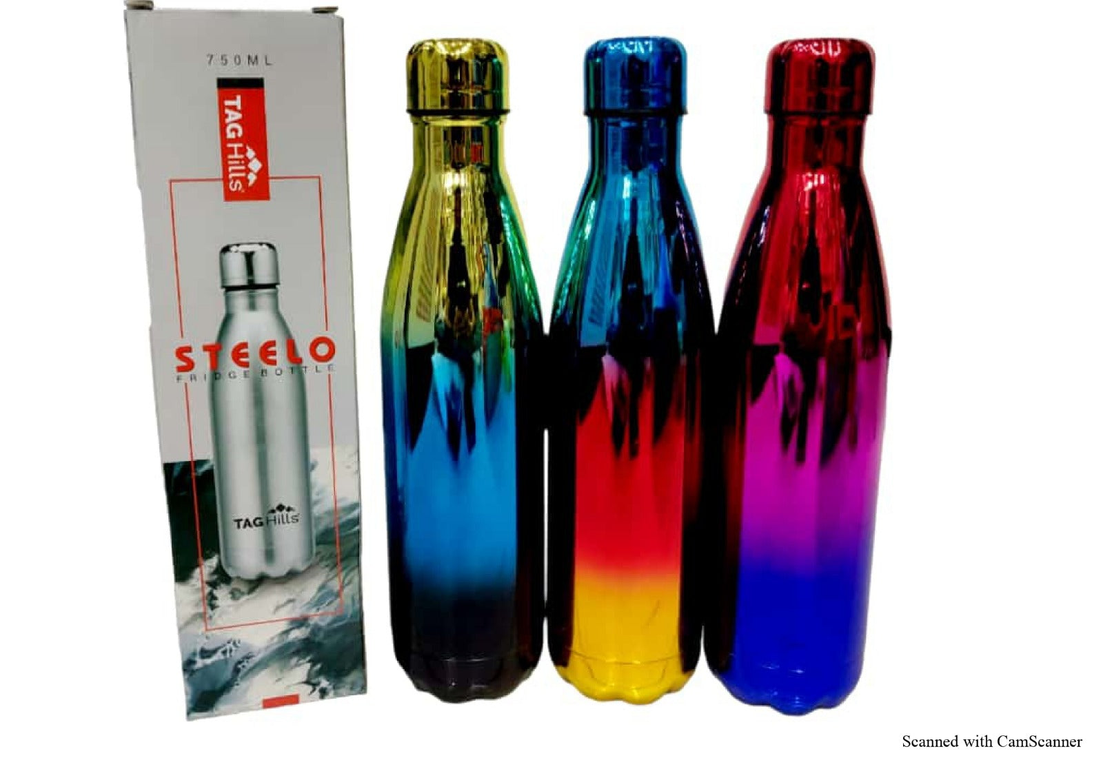 TAG Hills Steelo uv shine Water Bottle with Mattle colours, Set of 3 Each 750ml-Home & Kitchen Appliances-dealsplant