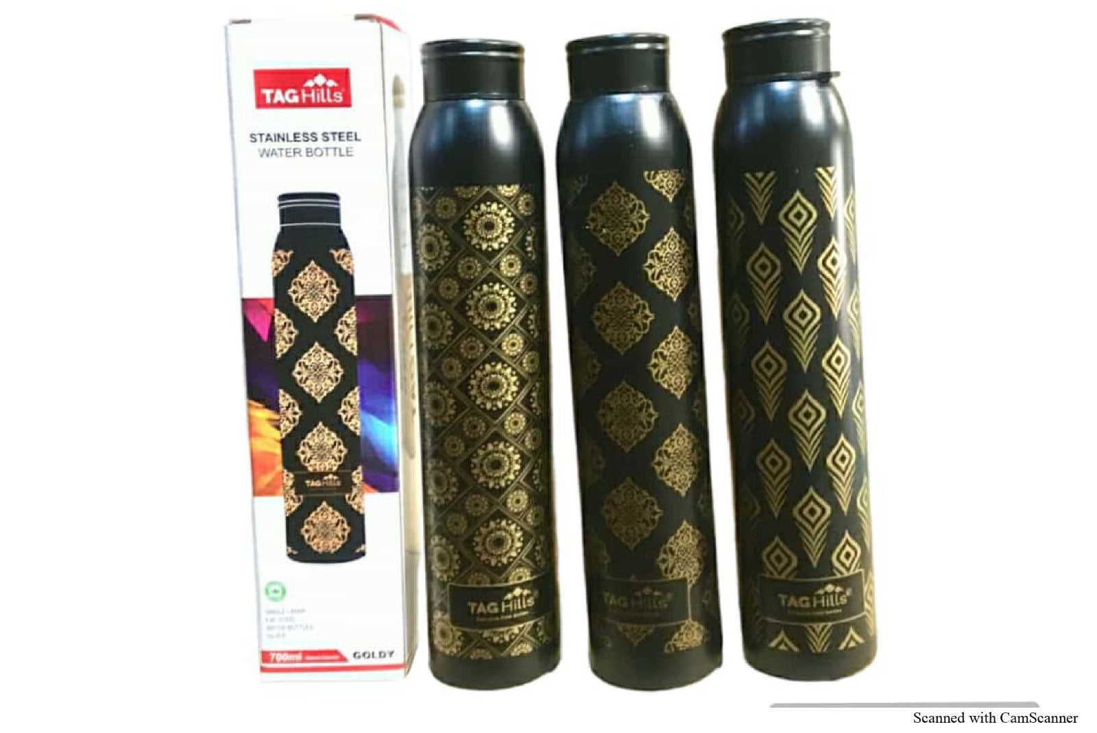 TAG Hills GOLDY Water Bottle with BLACK & Gold colour printed Set of 3 Each 700ml-Home & Kitchen Appliances-dealsplant