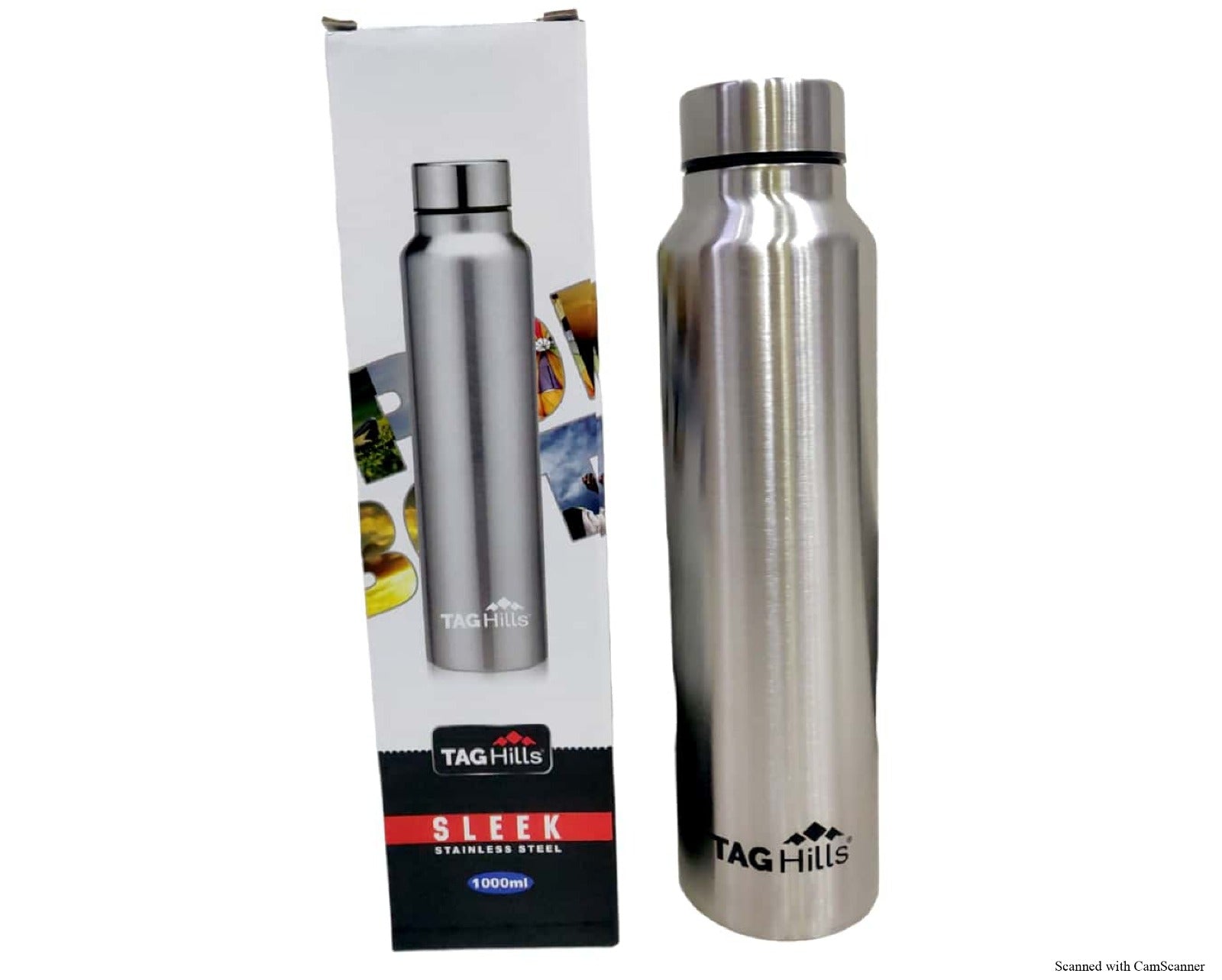TAG Hills Sleek Stainless Steel Water Bottle 1000ml Silver-Home & Kitchen Appliances-dealsplant
