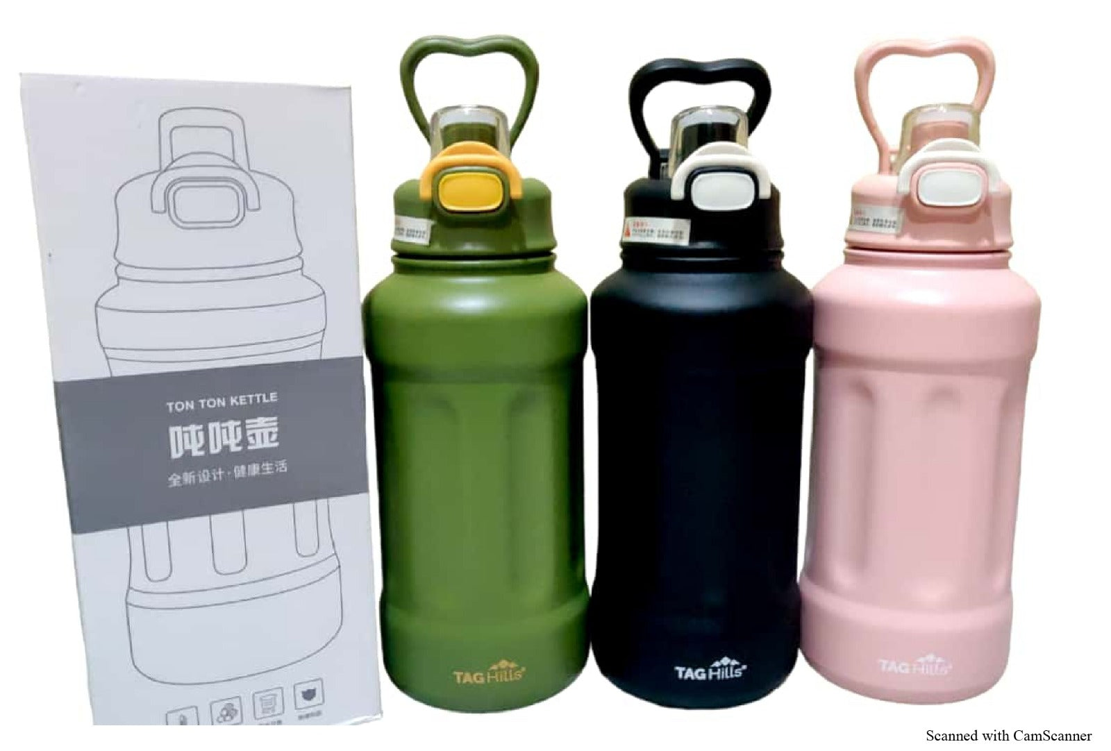 TAG Hills Hot & Cold Travel Water Bottle with open cap Set of 3, Multicolour Unique Design Each 1000 ml-Home & Kitchen Appliances-dealsplant