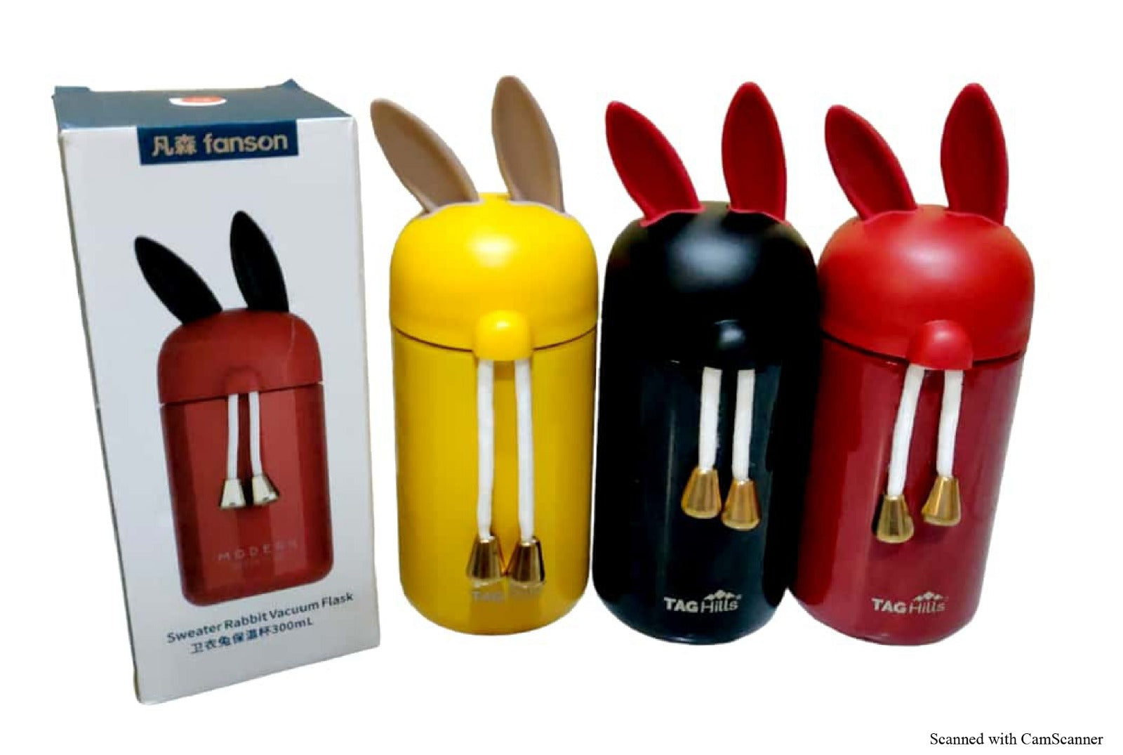 Tag Hills Stainless Steel Insulated Water Bottle Rabbit Vacuum Flask Multi Colour set of 3 Each 300Ml-flask-dealsplant