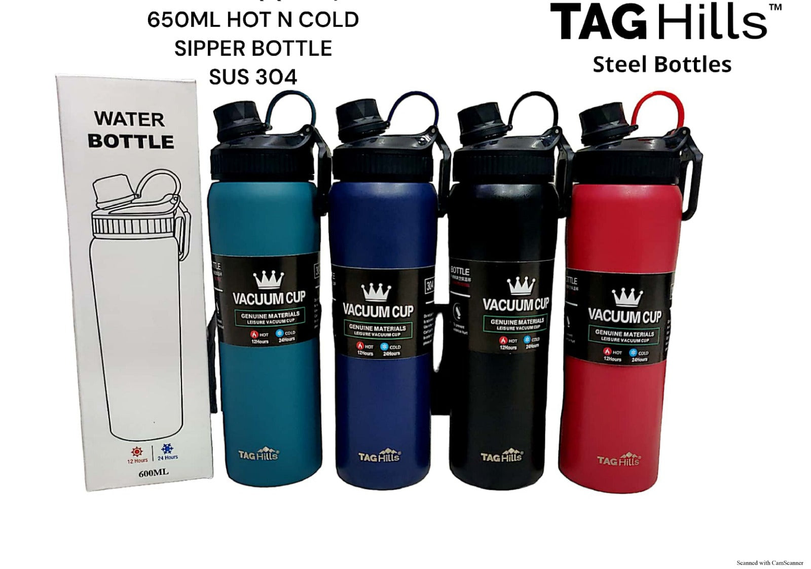 Tag Hills Stainless Steel Hot & Cold Travel sipper Water Bottle Flask with Multi Colour set of 3 Each 650Ml-flask-dealsplant