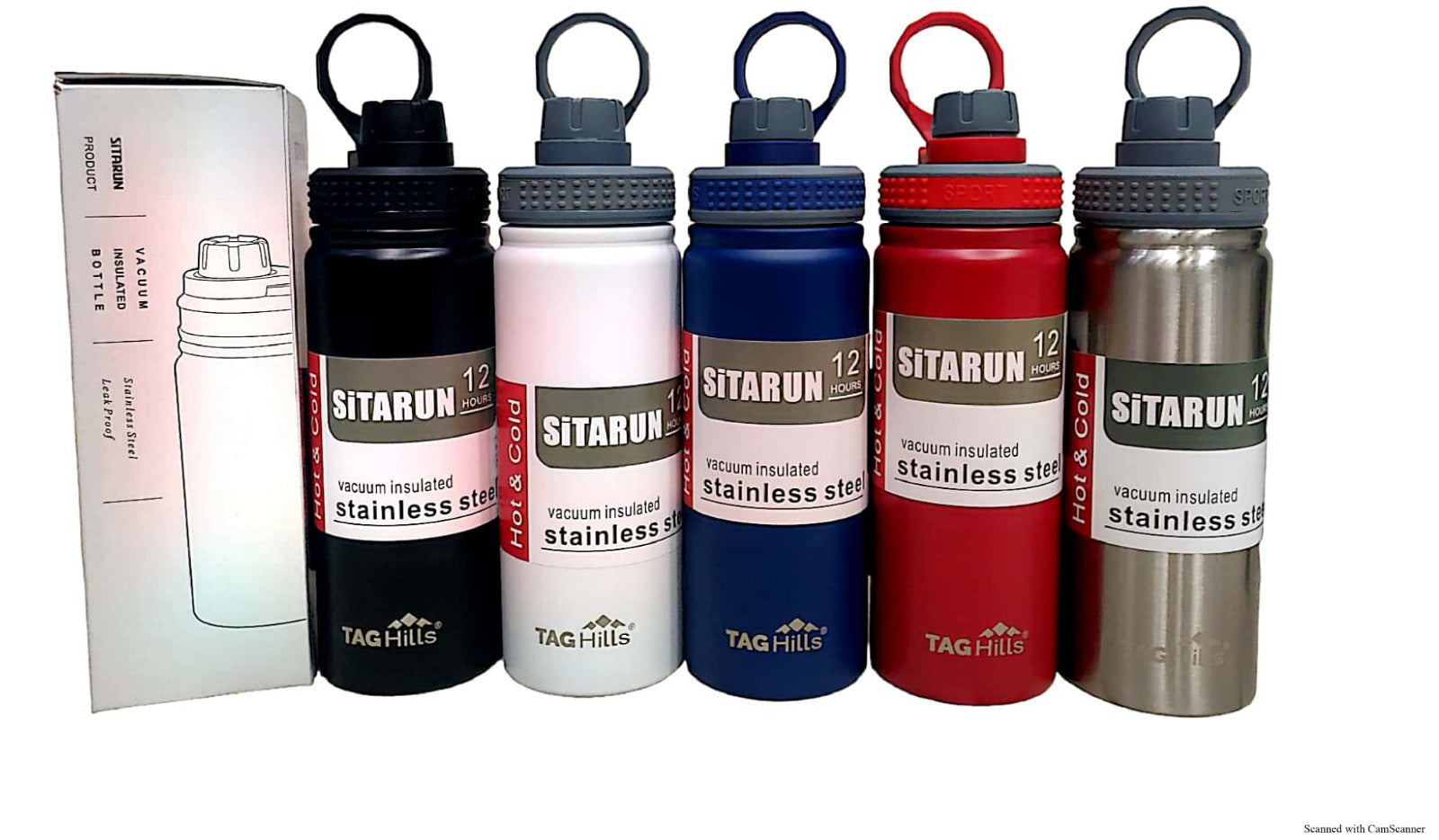Tag Hills Stainless Steel Hot & Cold Travel sipper Water Bottle Flask with Handle Multi Colour set of 3 Each 550Ml-flask-dealsplant