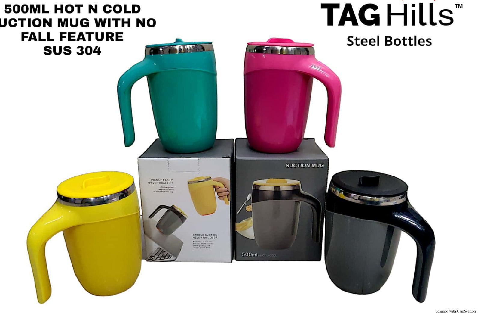 TAG Hills Cute Coffe cup with No fall feautre Hot & Cold Set of 3 Unique Design Each 500 ml-Home & Kitchen Appliances-dealsplant