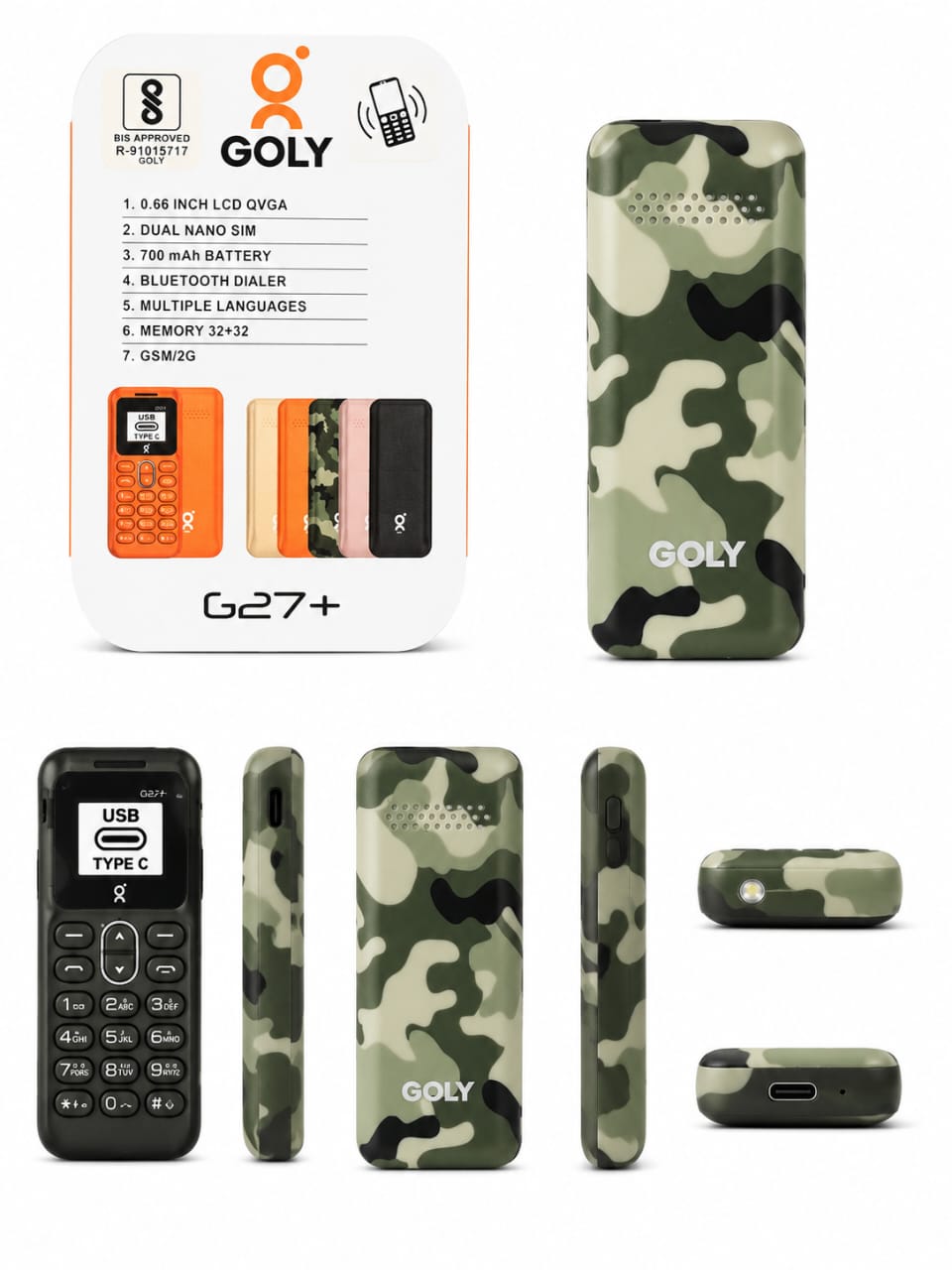 GOLY G27+ Mini Bluetooth Dialer Phone – USB-C | SOS Button | Pocket-Size-MOBILE PHONES-dealsplant