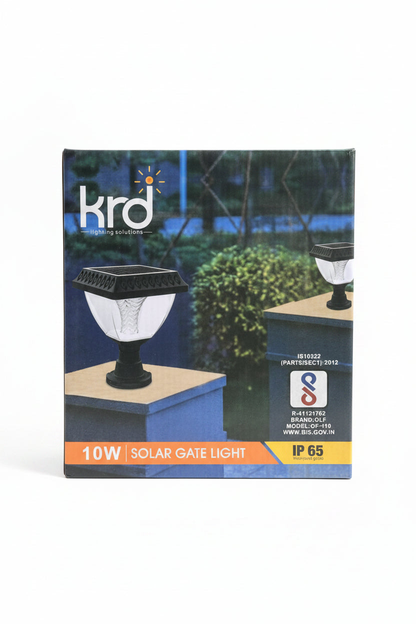 Solar Main Gate Pillar Light – 10W | Pathway & Garden Post Light | Solar Powered