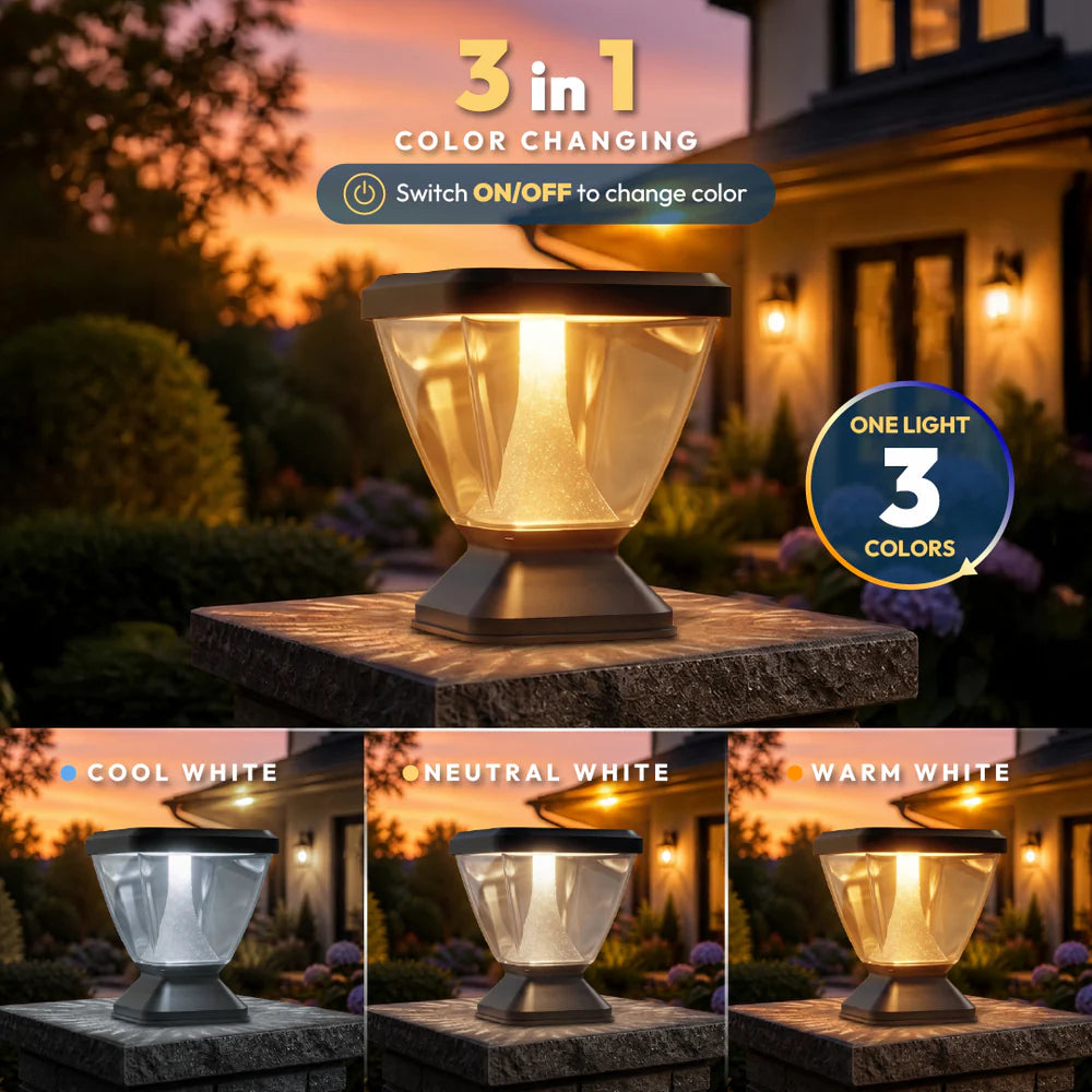 Inventaa Zenia Sky 12W Outdoor Gate Pillar Light | 3-in-1 LED (Cool, Warm & Neutral White) | Weatherproof Post Top Mount