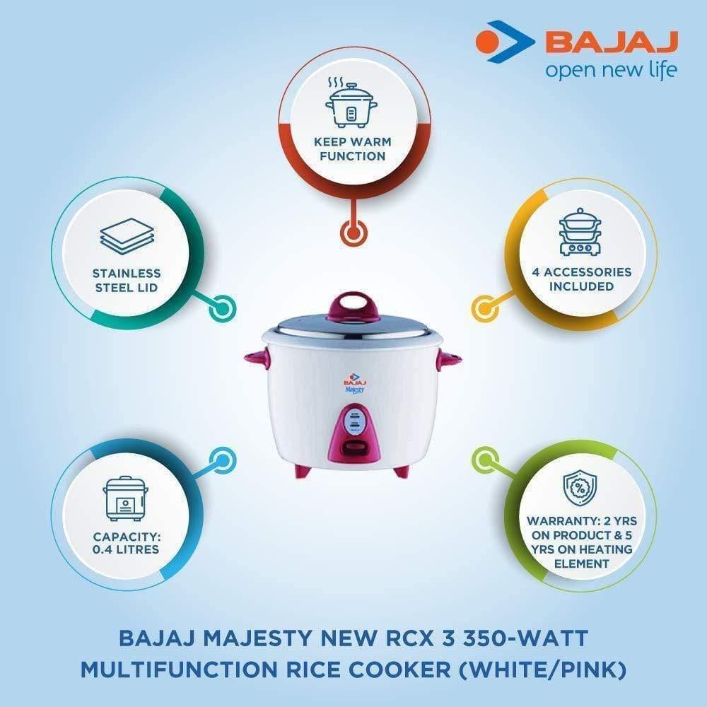 Bajaj Majesty New RCX-5,1800 ML 350-Watt Multi function Rice Cooker-Home & Kitchen Appliances-dealsplant