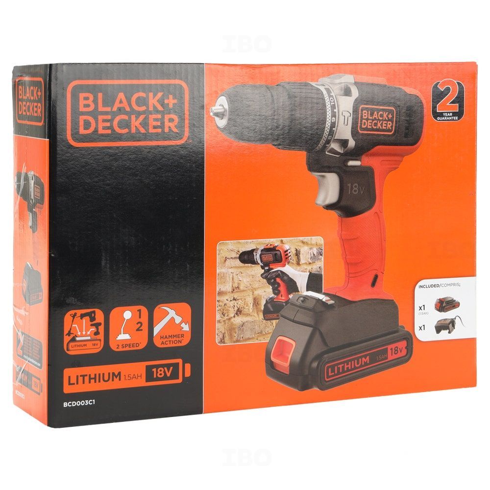 Black & Decker BCD003C1-QW 18 V Cordless Drill Driver-Cordless Drill Driver-dealsplant