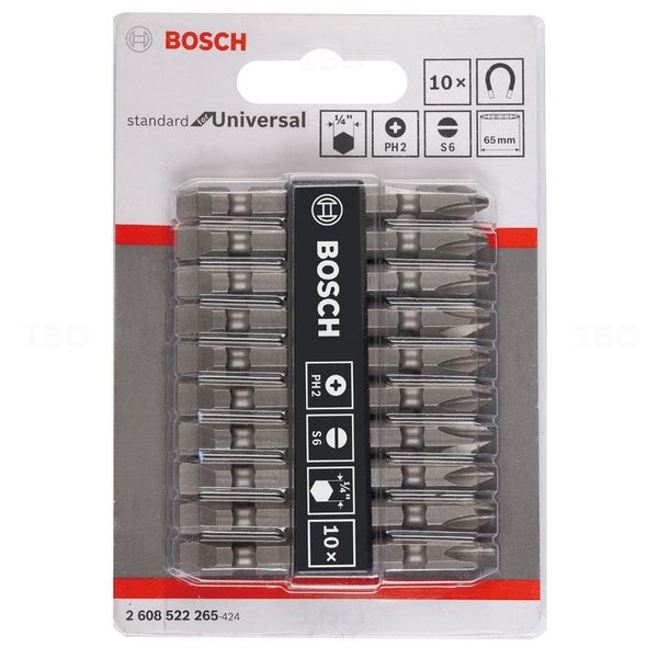 Bosch 2608522265 Slotted S6 & Ph2 65mm 10pcs Screwdriver Double Ended Bit Set-Screwdriver Double Ended Bit Set-dealsplant