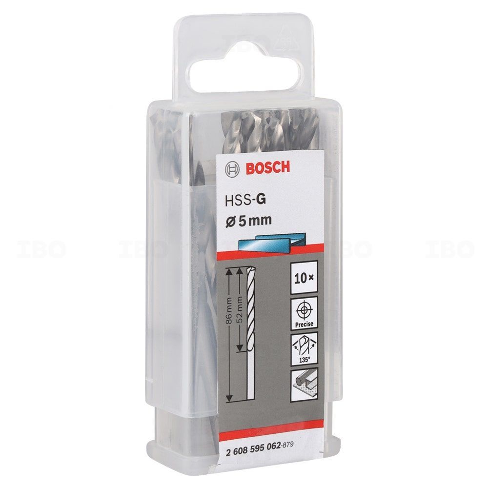 Bosch 2608595062 5.0mm HSS-G Twist Drill Bit Pack Of 10-Twist Drill Bit-dealsplant