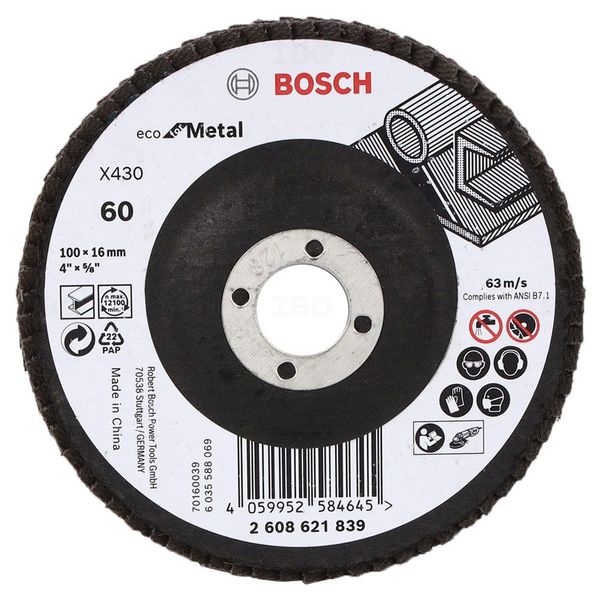 Bosch 2608621839 100mm 60 Grit Flap Disc pack of 10-Grit Flap Disc-dealsplant