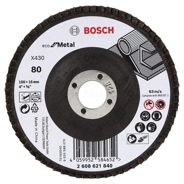 Bosch 2608621840 100mm 80 Grit Flap Disc pack of 10-Grit Flap Disc-dealsplant