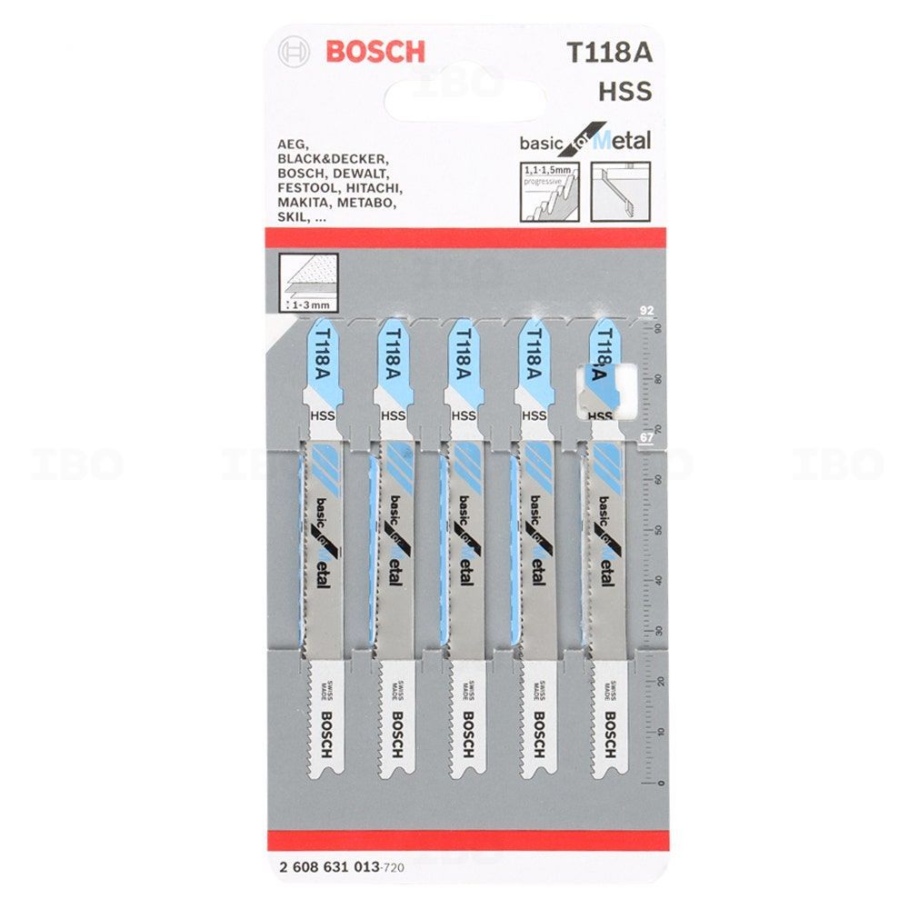 Bosch 2608631013 T 118A Heavy Duty Metal Cutting 5pcs Jig Saw Blade-Jig Saw Blade-dealsplant