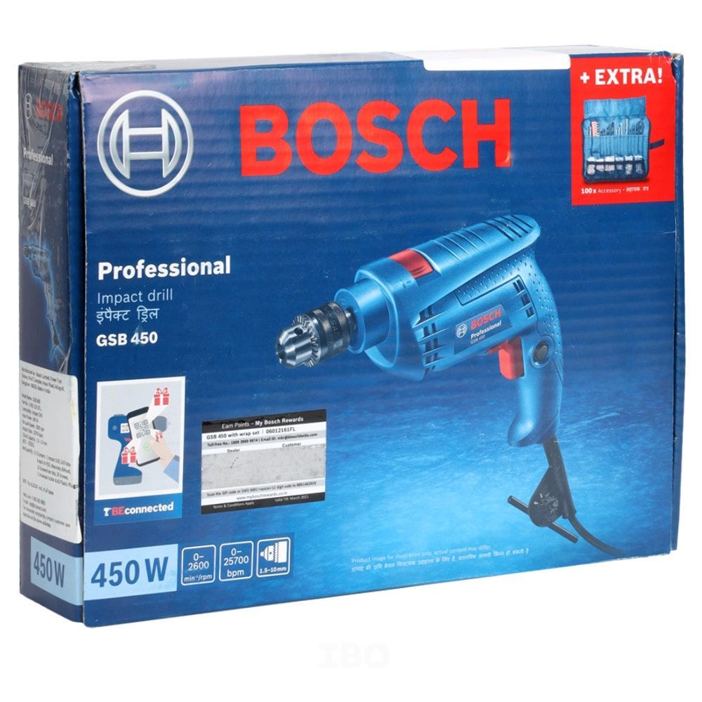 Bosch GSB 450 Wrap Set 450 watts 10 mm Impact Drill-POWER TOOL Impact Drill-dealsplant