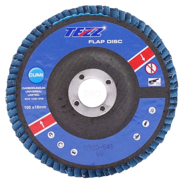 Cumi Tezz 100x16mm 60 Grit Alo Resin Flap Disc pack of 10-Grit Alo Resin Flap Disc-dealsplant