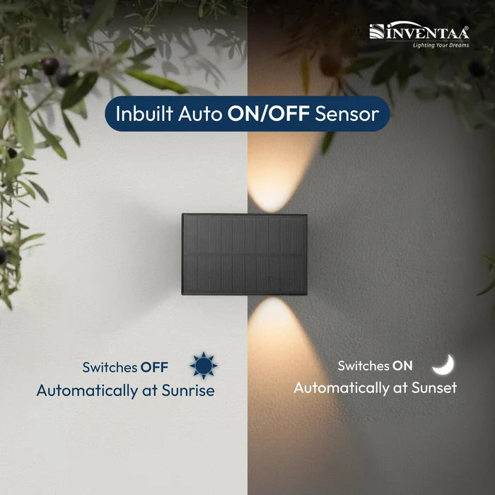 INVENTAA Figo Solar Wall Light – Smart Motion Sensor LED Solar Light for Outdoor Walls