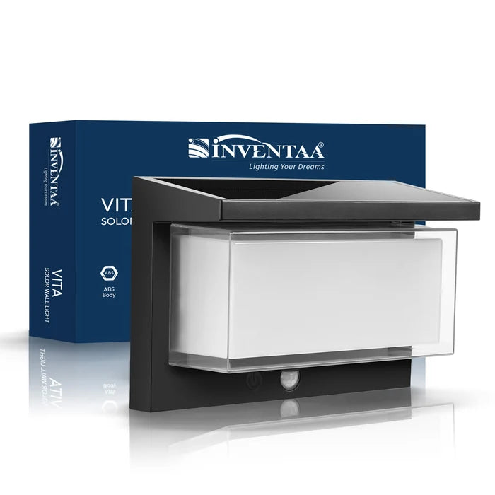 INVENTAA Vita Solar Outdoor Wall Light – Modern LED Solar Lamp for Walls & Exteriors