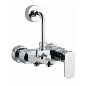 Jaquar Kubix Prime Single Lever Wall Mixer 3 in 1 System KUP-35125PM with Provision for both Hand Shower and Overhead Shower Complete with 115mm Long Bend Pipe, Connecting Legs & Wall Flange (without Hand & Overhead Shower)-Wall Mixer-dealsplant