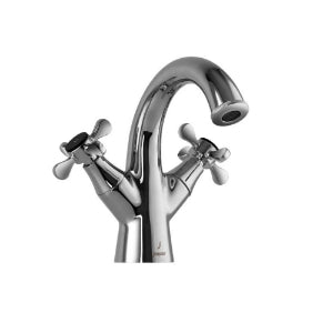 Jaquar Queen's Prime Faucets Central Hole Basin Mixer QQP-7167BPM without Popup Waste System with 450mm Long Braided Hoses-Basin Mixer-dealsplant