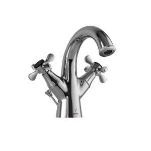 Jaquar Queen's Prime Faucets Central Hole Basin Mixer with Popup Waste System QQP-7169BPM with 450mm Long Braided Hoses-Basin Mixer-dealsplant