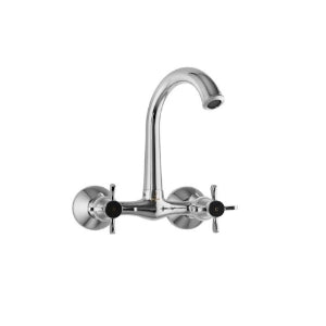 Jaquar Queen's Prime Faucets Sink Mixer with Short Swinging Spout QQP-7307PM (Wall Mounted Model) with Connecting Legs & Wall Flanges-sink mixer-dealsplant