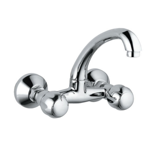 Jaquar Clarion Sink Mixer Chrome CQT-23309 with Swinging Spout (Wall Mounted Model) with Connecting Legs & Wall Flanges-sink mixer-dealsplant