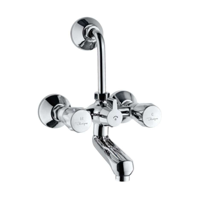 Jaquar Continental Wall Mixer CON-273KNUPR with Provision For Overhead Shower with 115mm Long Bend Pipe On Upper Side, Connecting Legs & Wall Flanges-Wall Mixer-dealsplant