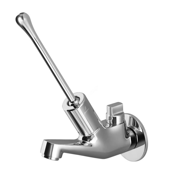 Jaquar Pressmatic Bib Tap Chrome PRS-043MED Auto Closing System with Built-in Control Cock, Wall Flange & Elbow Operated Extended Lever-bib tap-dealsplant