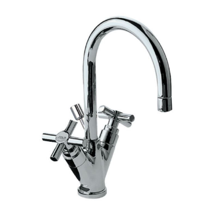 Jaquar Solo Central Hole Basin Mixer SOL-6169B with Popup Waste System with 450mm Long Braided Hoses (15mm Cartridge Size)-Basin Mixer-dealsplant