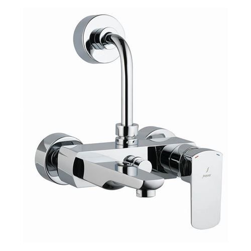Jaquar Mixer and Diverter Kubix Prime KUP 35117PM Single Lever Wall Mixer with Provision For Overhead Shower with 115mm Long Bend Pipe On Upper Side, Connecting Legs & Wall Flanges-Mixer and Diverter-dealsplant