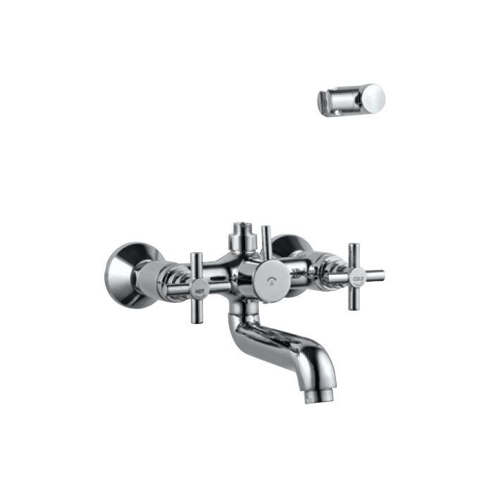 Jaquar Mixer and Diverter Solo Chrome SOL 6267 Wall Mixer with Hand Shower Arrangement with Connecting Legs, Wall Flanges & Wall Bracket for Hand Shower-Mixer and Diverter-dealsplant