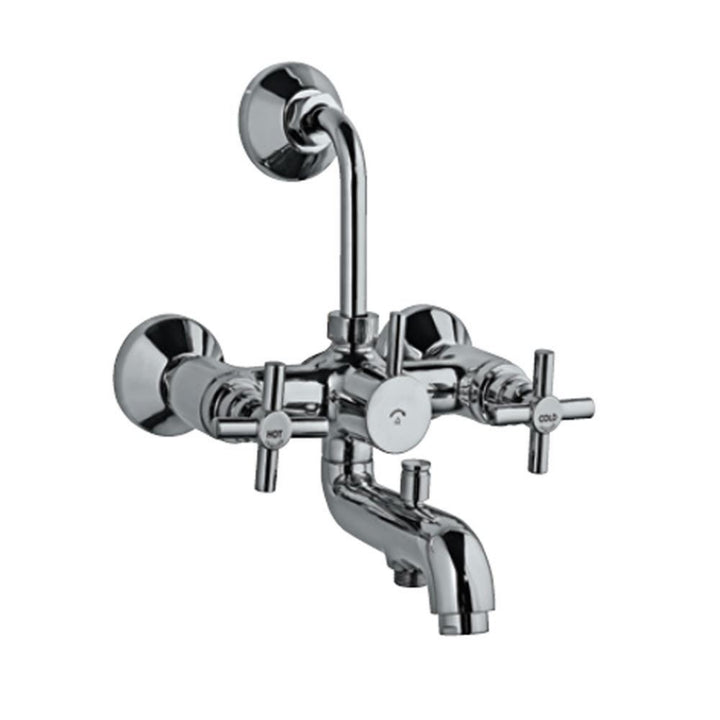 Jaquar Solo Wall Mixer 3 In 1 System SOL-6281 with Provision for both Hand Shower and Overhead Shower Complete with 115mm Long Bend Pipe, Connecting Legs & Wall Flange (without Hand & Overhead Shower)-Wall Mixer-dealsplant