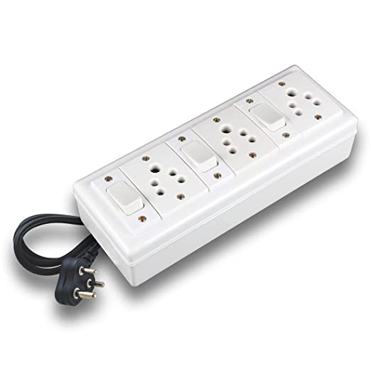 KVAM Gold 3+3 Heavy Duty Extension Cord/ Power Strip || 3 Individual Switches & Sockets || Compatible with All 2 pin & 3 pin Indian Plugs || 6A -240V AC Only (4.2 Meter Cable)-Extension Cords-dealsplant