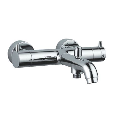 Jaquar Thermostatic Diverter Florentine FLR 5657 Exposed Bath Shower Mixer (Wall Mounted) With Thermostatic Control Cartridge With Button Attachment On Spout With Connecting Legs & Wall Flanges-Diverter-dealsplant