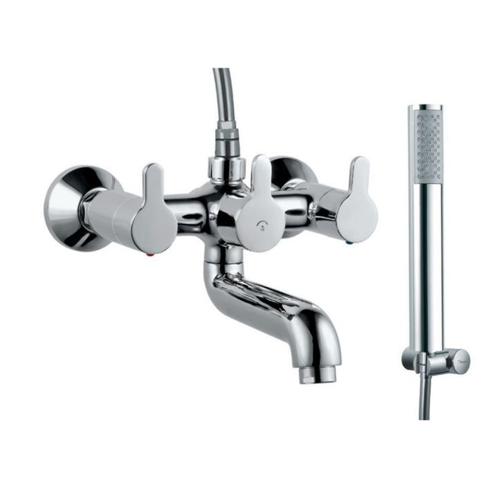 Jaquar Fusion Bath & Shower Mixer Wall Mounted FUS-29267 with Connector for Hand Shower, Plastic Coated Shower Hose, Hand Shower & Wall Bracket, (571, 5537N & 555)-Shower Mixer-dealsplant