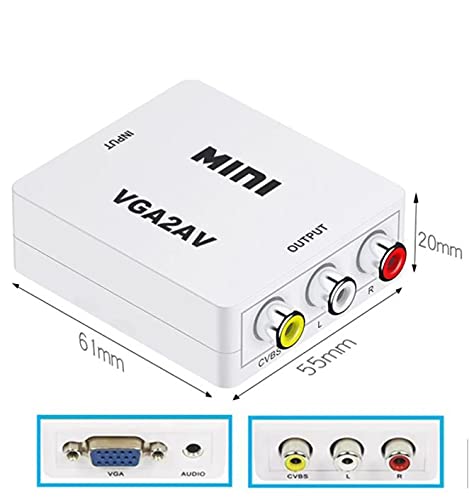 Mini VGA to AV Converter 1080P with 3.5mm Audio VGA2AV/CVBS+Audio Convertor for HDTV PC-Audio Converters-dealsplant
