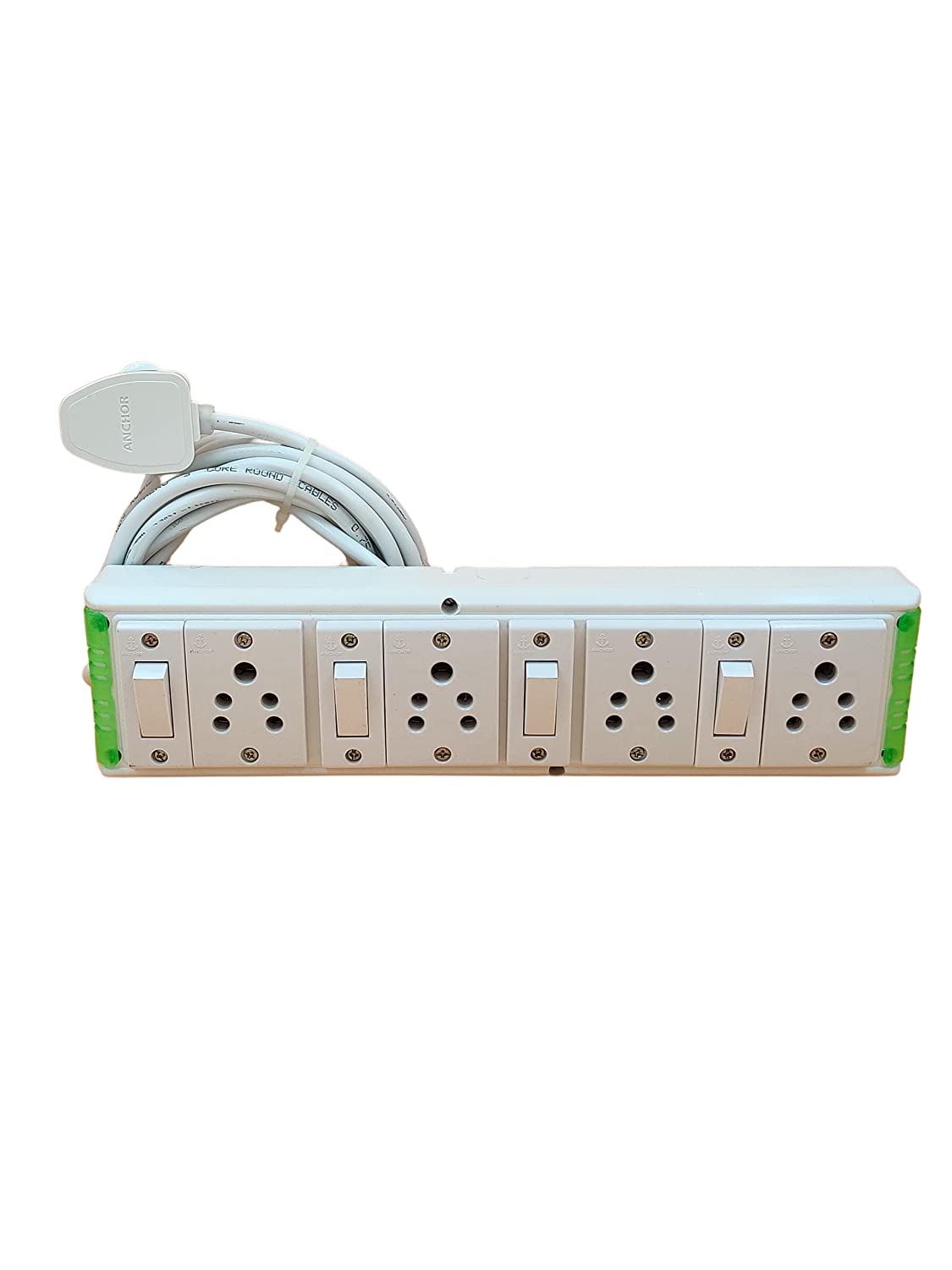 Extension Boards with Individual Switch of 4 Sockets With 5 Meter Long Cable PVC White-dealsplant