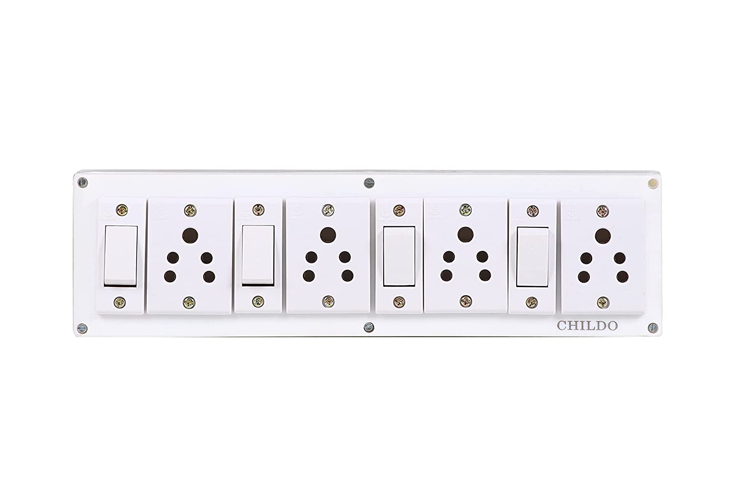 KVAM 4+4 Extension Board Multi Outlet Electrical Switch Board with 4 Anchor Sockets(5A) and 4 Anchor Switches(5A)-4Mtr Long Wire Power Strip-KVM Switches-dealsplant
