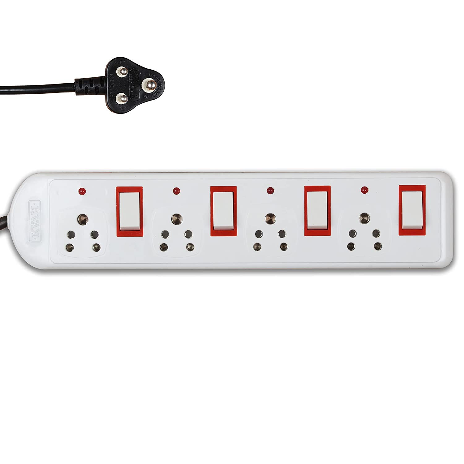 KVAM Wonder 4+4 Extension Cord || 4 Individual Spacious switches & sockets || Individual LEDs || Fuse/ Surge Protector-KVM Switches-dealsplant