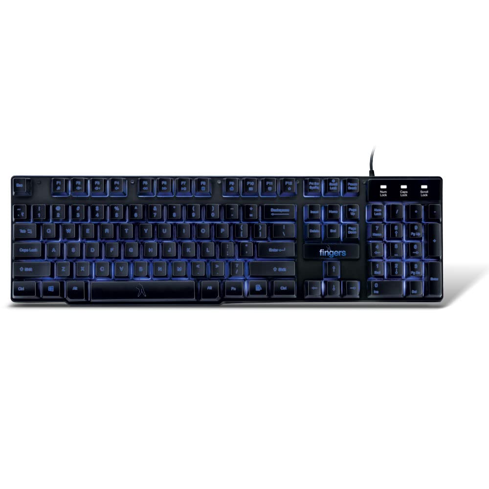 FINGERS Blazing BlueLit Wired Backlit Keyboard (Blue Illuminated Keys Compatible with Windows® Mac Linux)-Keyboards-dealsplant