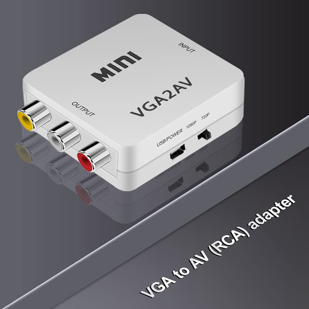 Mini VGA to AV Converter 1080P with 3.5mm Audio VGA2AV/CVBS+Audio Convertor for HDTV PC-Audio Converters-dealsplant