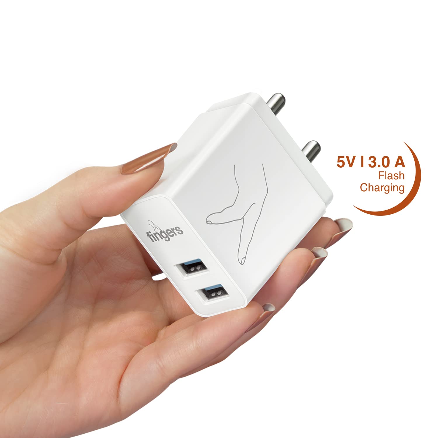 FINGERS 15 W PA0503A Power Mobile Adapter (Dual USB Ports Fast Charging - 5V, 3 Amp BIS Certified)-Mobile Phone Accessories-dealsplant