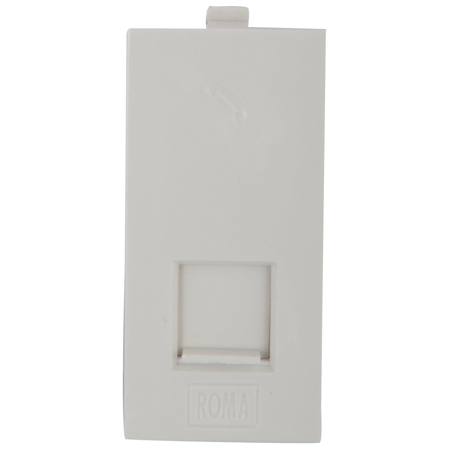 Anchor Roma Polycarbonate Telephone RJ 11 Jack Single with Shutter 20857 (White)-Electronics Tools-dealsplant