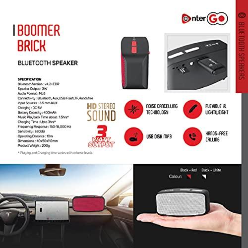Enter-Go - Boomer Brick - HD Stereo Sound Bluetooth Speaker with USB Mode, TF Card, FM Radio and AUX (RED)-Speakers-dealsplant