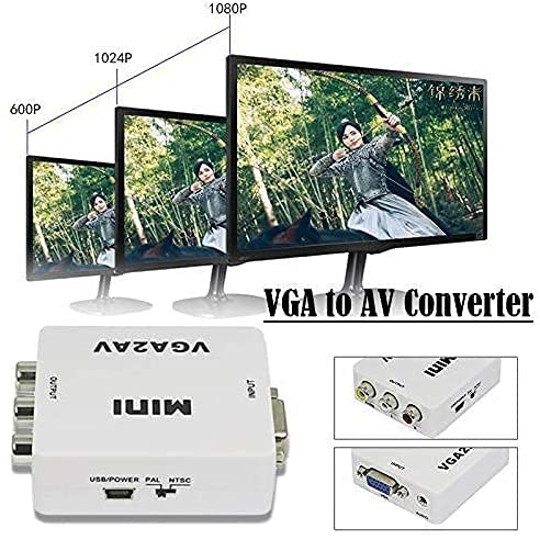Mini VGA to AV Converter 1080P with 3.5mm Audio VGA2AV/CVBS+Audio Convertor for HDTV PC-Audio Converters-dealsplant