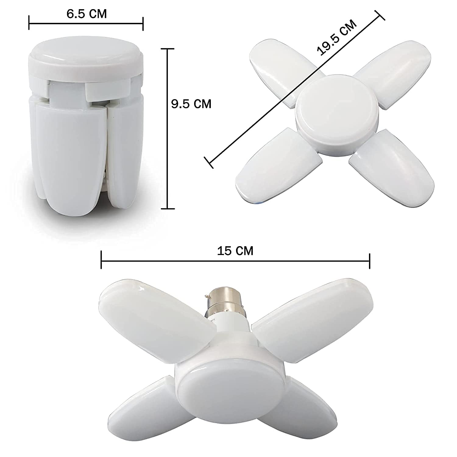 Ultra Bright 4 Blade Fan Shape 28W LED Light Bulb and B22 Holder For Home And Office Pendants (White)-LED Lamp-dealsplant