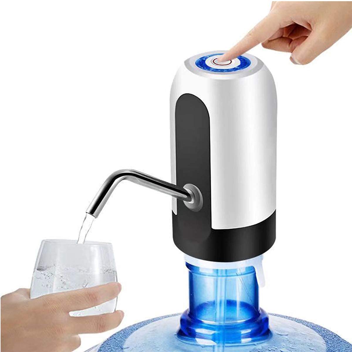 Automatic Wireless Portable Mini Rechargeable Water Bottle Can Dispenser Pump Upto 20 Litre Bottle with USB Charging Cable (Black/White)-Home & Kitchen Accessories-dealsplant