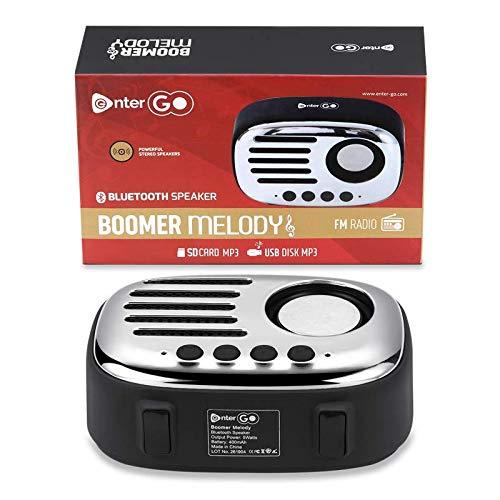 Enter-Go - Boomer Melody - HD Stereo Sound Bluetooth Speaker with USB Mode, TF Card, FM Radio and AUX (Silver)-Speakers-dealsplant